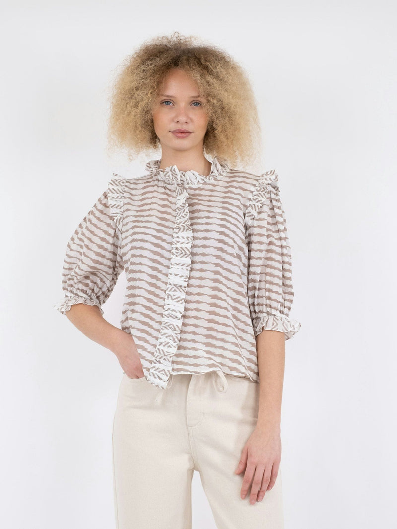 Neo Noir Chacha Graphic Blouse - Sand