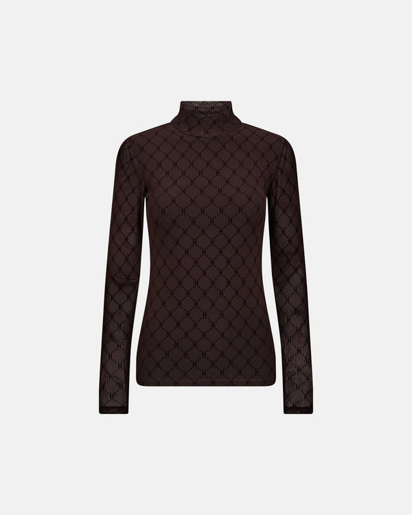 Hype the Detail Mesh High Neck - Brown