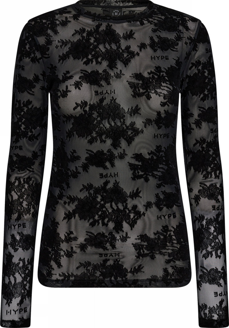 Hype the Detail Lace Blouse - Black