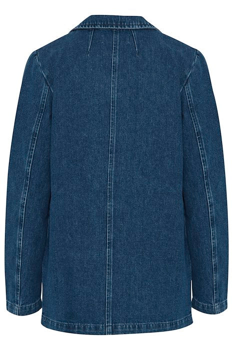 Pulz Mika Denim Blazer - Dark Blue Denim