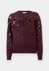Vila Visiquin O-Neck L/S Glitter Knit Top - Fig