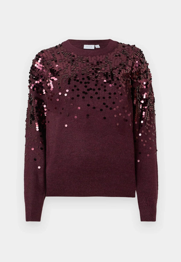 Vila Visiquin O-Neck L/S Glitter Knit Top - Fig
