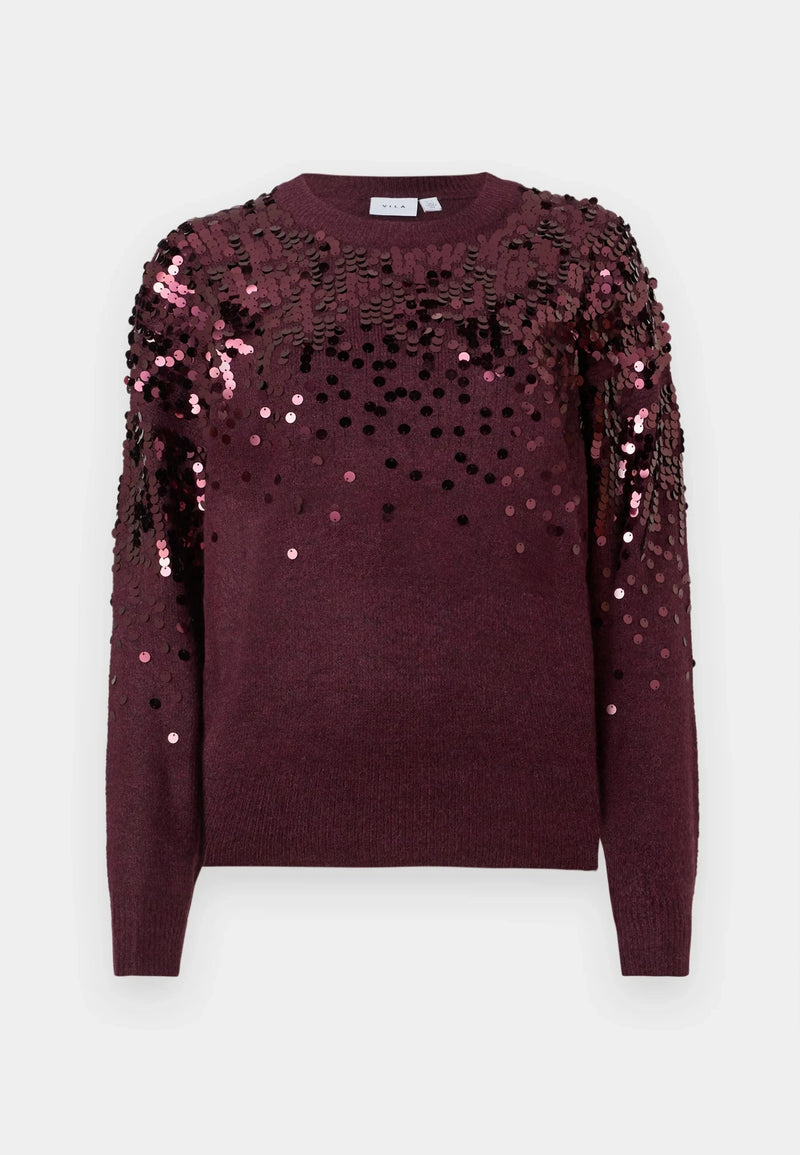 Vila Visiquin O-Neck L/S Glitter Knit Top - Fig