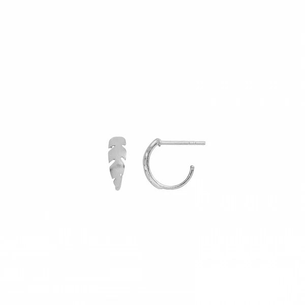 Stine A - Petit Creole With Feather Earring 2 stk - Silver