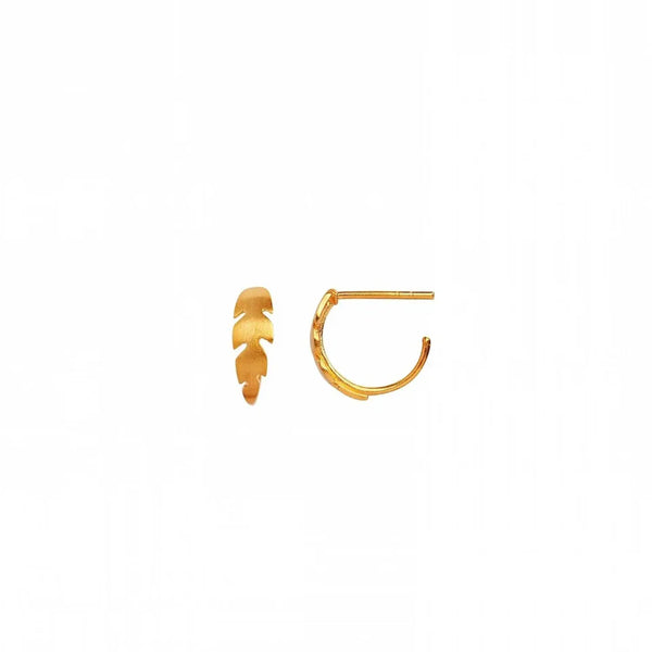 PRE ORDER - Stine a Petit Creol with Feather Earring - Gold