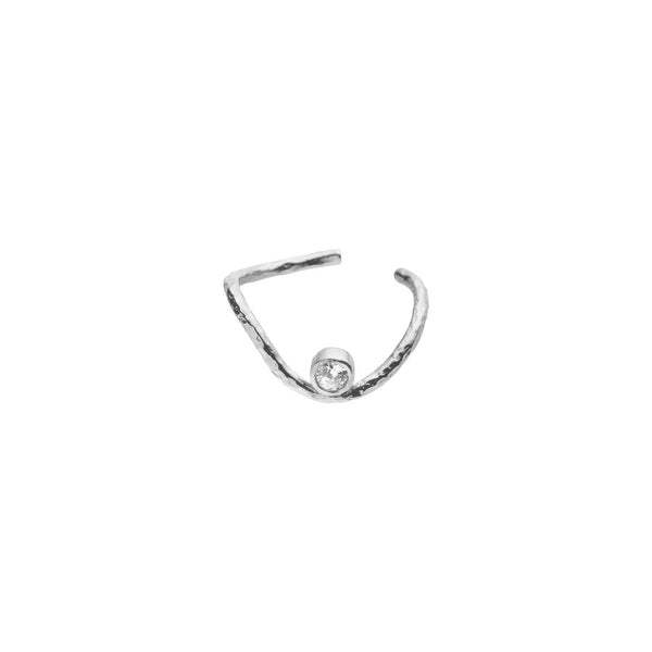 Stine a Wavy Ear Cuff Silver With Stone