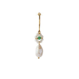 Stine a Heavenly Flower Pearl Hoop With Green Stone