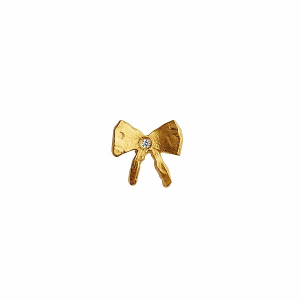 Stine A - Petit Bow Earring White stone  - Gold