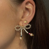 Stine A - Petit Bow Earring White stone  - Gold