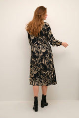 Culture Fonda Long Dress - Black w/foil