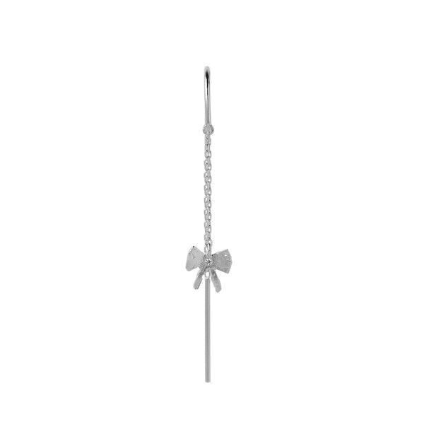 Stine a Petit Bow Double Chain Earring - Silver