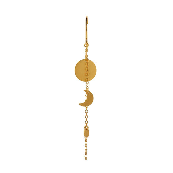 Stine a Sun And Moon Earring With Chain - Gold