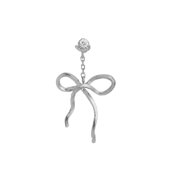 Stine a Dangling Folow Bow Earring - Silver