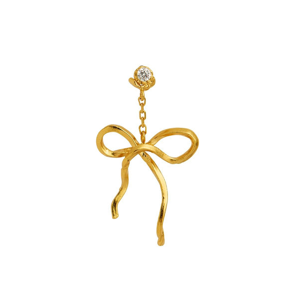 Stine a Dangling Folow Bow Earring - Gold