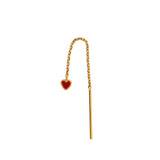 Stine a Dangling Love Heart Burgundy Enamel Earring - Single