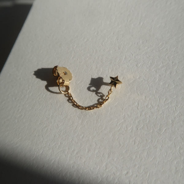 Stine a Star Etoile With Chain Eaaring - Gold