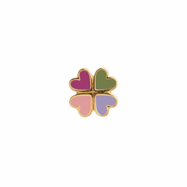 Stine a Love Heart Clover Enamel Earring Pink Fuschia - Single
