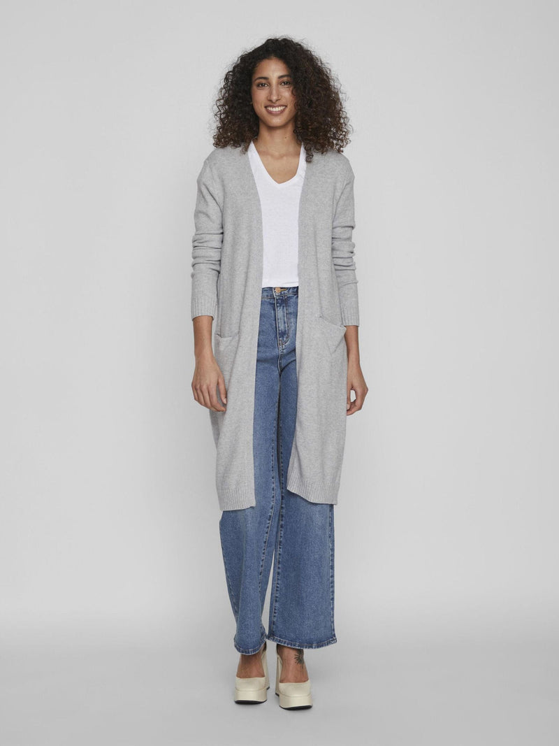 Vila Long Knit Cardigan - Light Grey