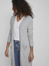 Vila Long Knit Cardigan - Light Grey