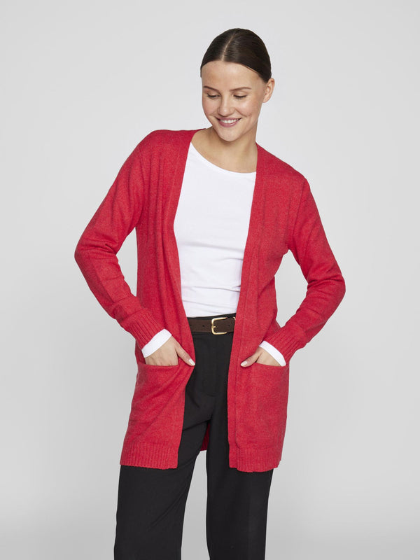 Vila Viril Open L/S Knit Cardigan - Barbados Cherry