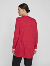 Vila Viril Open L/S Knit Cardigan - Barbados Cherry