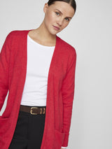 Vila Viril Open L/S Knit Cardigan - Barbados Cherry