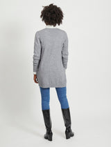 Vila Viril Open L/S Knit Cardigan - Medium Grey Melange