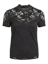 Vila Vistasia Lace S/S Top - Black