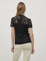 Vila Vistasia Lace S/S Top - Black