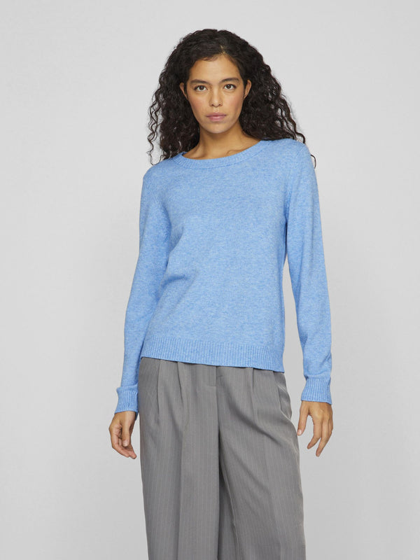 Vila Viril O-neck L/S knit - Blissful Blue