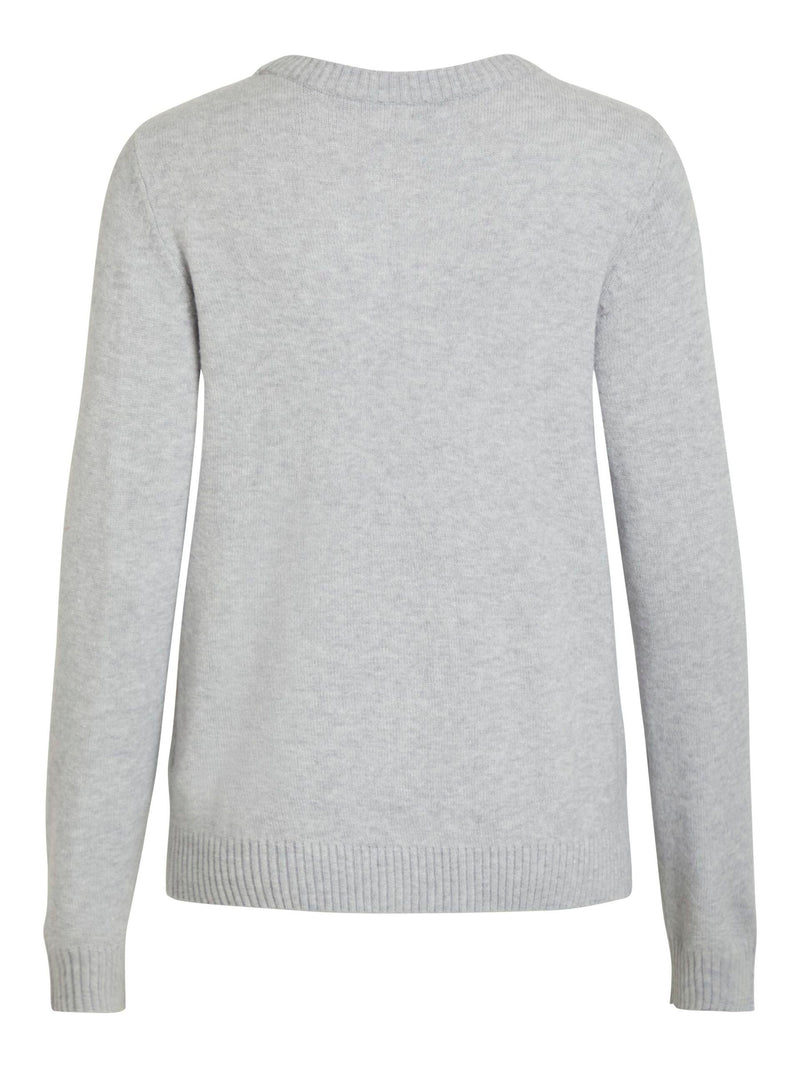 Vila viril o-neck L/S knit - Light Grey Melange