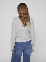 Vila viril o-neck L/S knit - Light Grey Melange