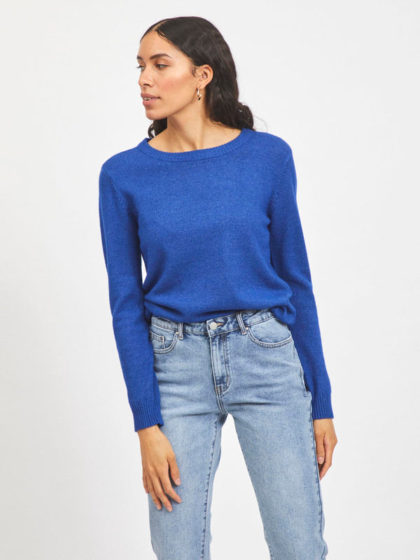 Vila viril o-neck L/S knit - Mazarine Blue