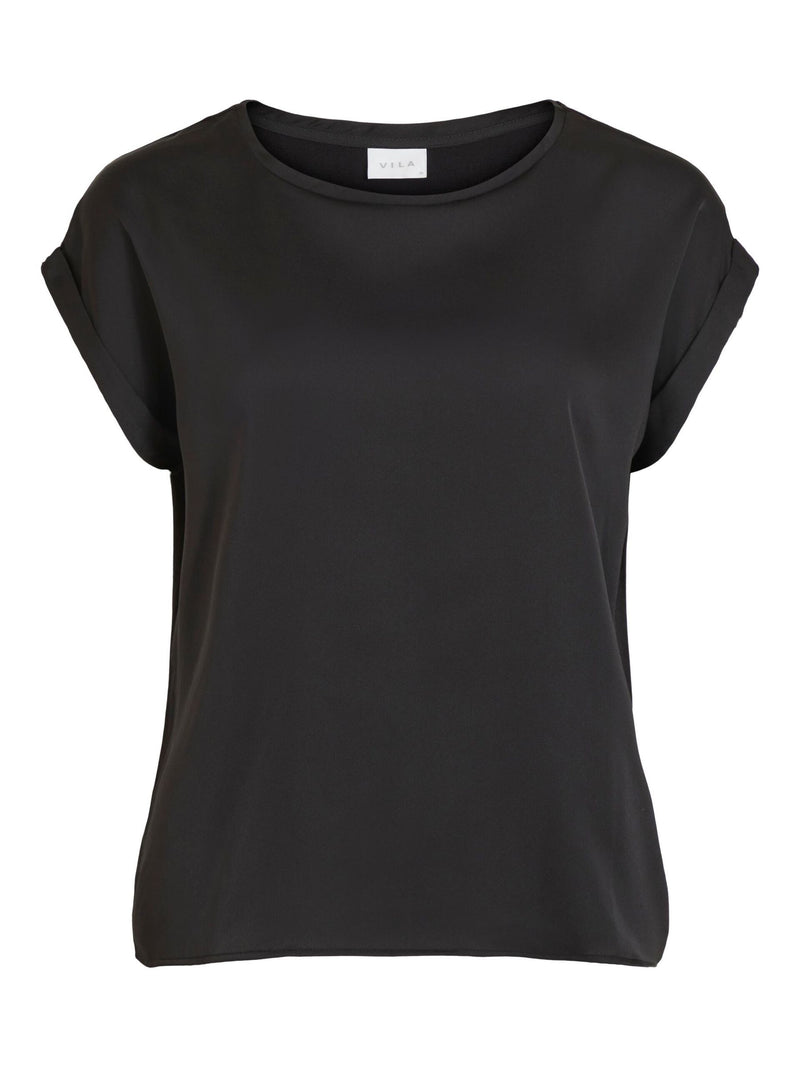 Vila Ellette satin top - Black