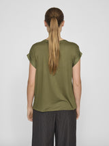 Vila Ellette satin top - Capulet Olive