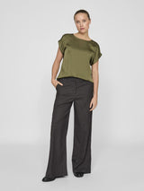 Vila Ellette satin top - Capulet Olive