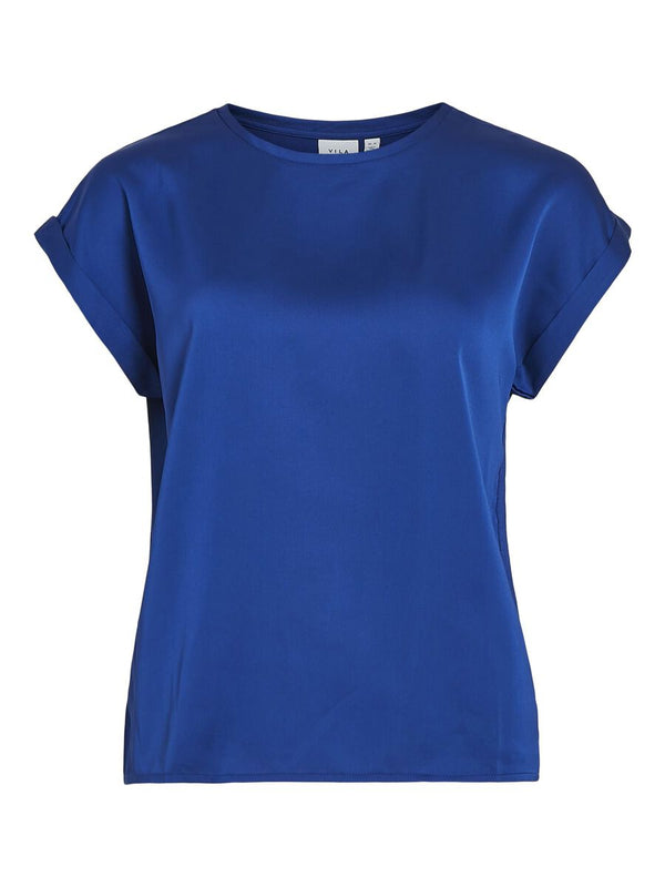 Vila Ellette satin top - Mazarine Blue