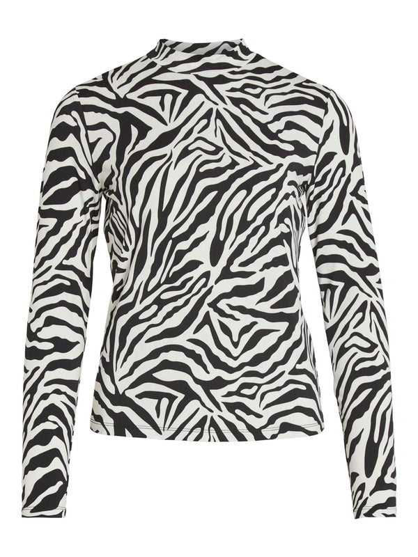 Vila Leoa L/S Rollneck Top - Zebra