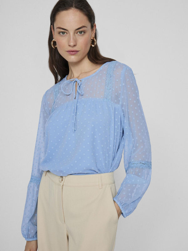 Vila Edee L/S Top - Blissful Blue