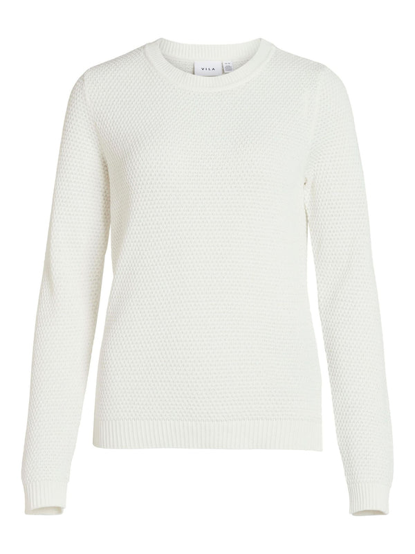 Vila Dalo O-Neck L/S Knit Top - White