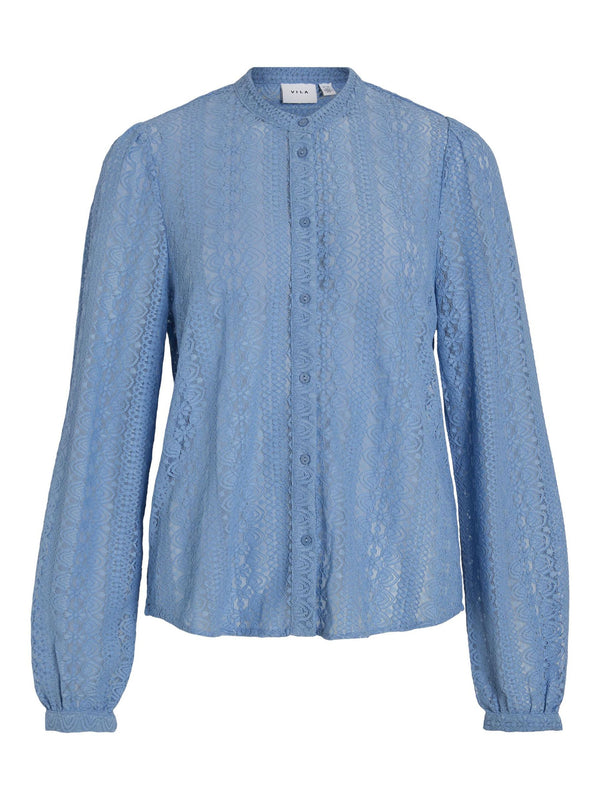 Vila Vichikka Lace L/S Shirt - Blissful Blue