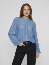 Vila Vichikka Lace L/S Shirt - Blissful Blue