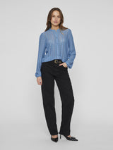 Vila Vichikka Lace L/S Shirt - Blissful Blue