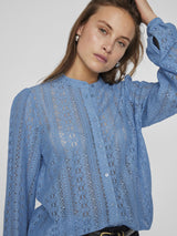 Vila Vichikka Lace L/S Shirt - Blissful Blue