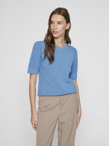 Vila Dalo O-Neck Knit Top - Blissful Blue