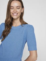 Vila Dalo O-Neck Knit Top - Blissful Blue