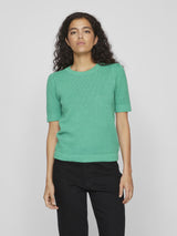 Vila Dalo O-neck S/S Knit Top - Green Spruce