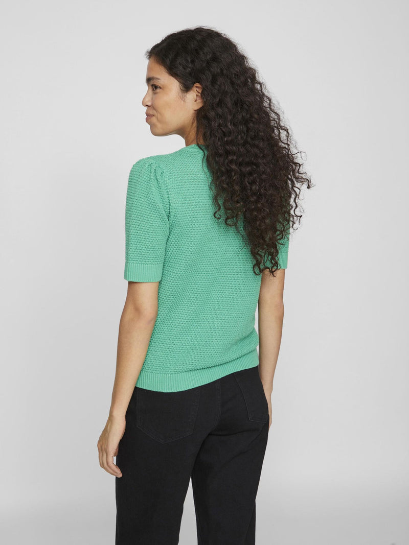 Vila Dalo O-neck S/S Knit Top - Green Spruce