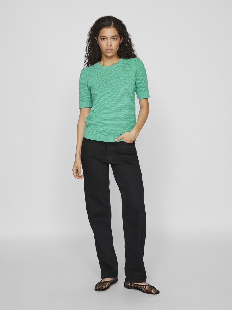 Vila Dalo O-neck S/S Knit Top - Green Spruce