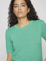 Vila Dalo O-neck S/S Knit Top - Green Spruce